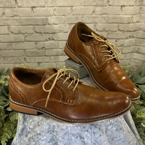 MADDEN “Alistn” Medium Brown Faux Leather Almond-Toe Dress Oxford Mens 9.5M🤎VGUC